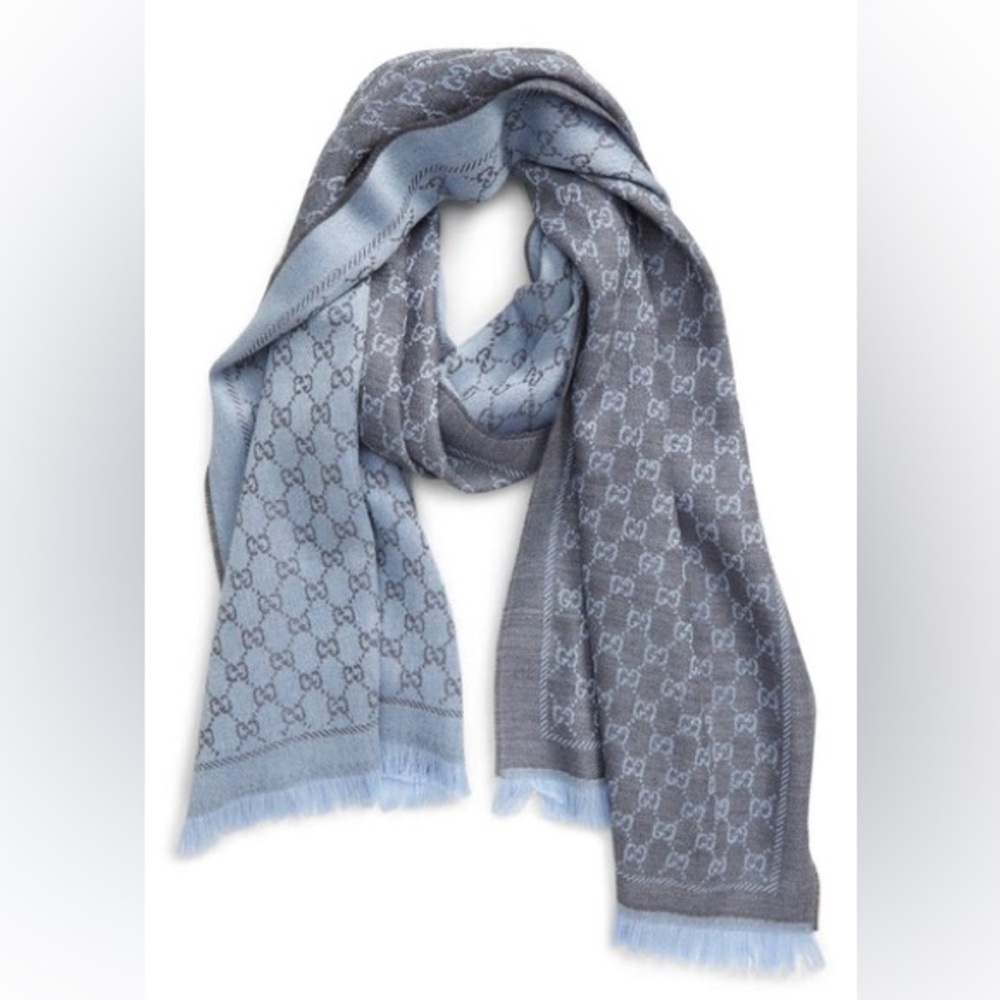 Gucci Blue and Gray Scarf